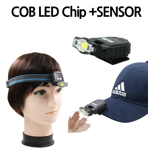 LED 충전식 센서 캡라이트 헤드랜턴 겸용 COB 8007B