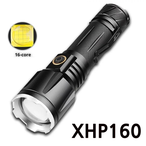 XHP160칩 LED 충전식 줌 라이트 랜턴 손전등 후레쉬 C타입 P180 아X