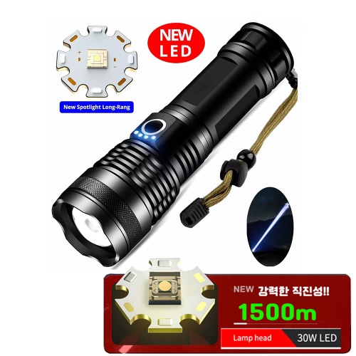 NEW White Laser LED 강력한직진성 충전식 줌 손전등 후레쉬  15A