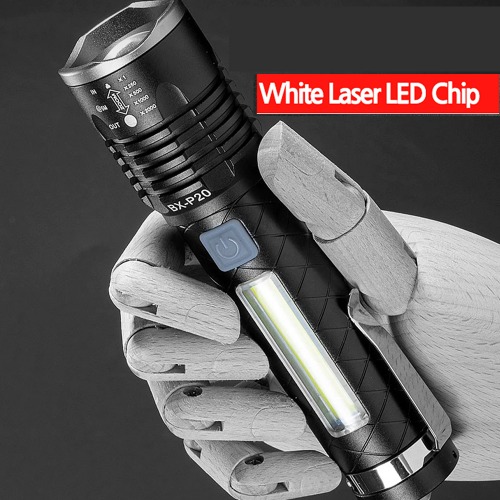 White Laser LED 충전식 줌 서치 라이트 손전등 후레쉬  P20
