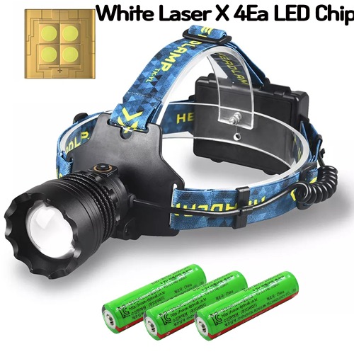 최강밝기 LED 충전식 야외 해루질 랜턴 헤드랜턴 레이져LED 4개  T02